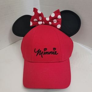 Child's Disney Red Minnie Mouse Snapback Cap w/Ears and Polka Dot Bow